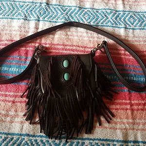 Genuine turquoise and dark leather purse